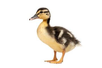 Obraz premium Mallard Duckling on White Background