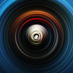 Colorful radial motion effect. Abstract rounded background. Color curves and sphere.