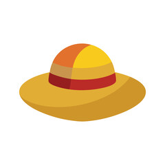Straw hat illustration isolated summer vacation fashion accessory headwear icon