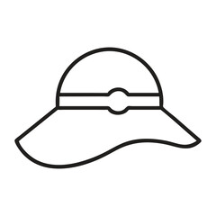 Elegant summer hat outline icon vector illustration for fashion and design purposes
