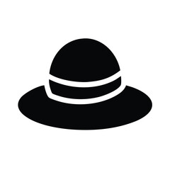 Black silhouette hat with white stripe detailed vector graphic illustration