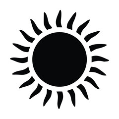 Simple black sun icon vector graphic with rays on white background