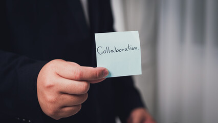 Handing over collaboration business meeting an office space with a professional environment