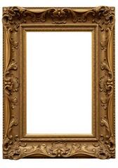 Vintage Ornate Gold Frame Mockup - Elegant, antique, golden, decorative, ornate picture frame. Symbolizing: history, artistry, elegance, classic design, presentation