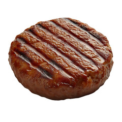 Juicy grilled beef patty closeup with rich texture and char marks. Perfect for burger, BBQ, or food designs. Isolated on a transparent or white background.
