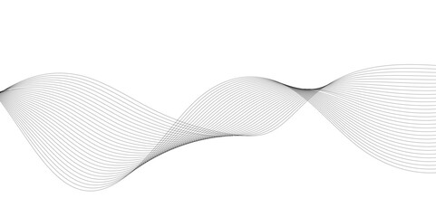 Abstract grey smooth element wavy modern curve lines on transparent background. Digital frequency track equalizer. Abstract frequency sound wave lines, twisted curve lines and technology background.	