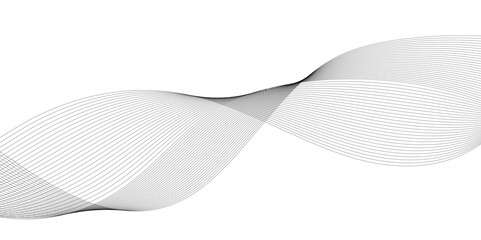 Abstract grey smooth element wavy modern curve lines on transparent background. Digital frequency track equalizer. Abstract frequency sound wave lines, twisted curve lines and technology background.	