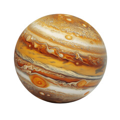 Realistic illustration of Jupiter planet globe with vivid surface detail. Isolated on a transparent or white background, perfect for space and astronomy themes.