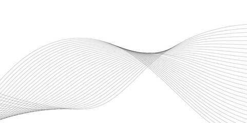 Abstract grey smooth element wavy modern curve lines on transparent background. Digital frequency track equalizer. Abstract frequency sound wave lines, twisted curve lines and technology background.	