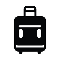 Minimalist black suitcase illustration symbolizing travel and luggage on wheels