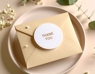 Thank You Sticker on Envelope Mockup – Elegant Stationery Style