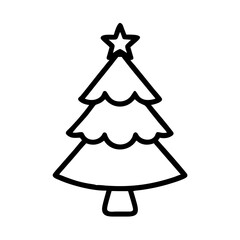 Simple Christmas Tree Outline with Star Topper for Holiday Designs