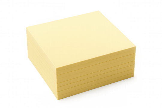 Stack of yellow sticky notes on a white background for documentation  