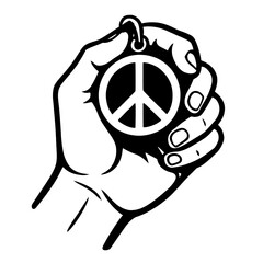 Obraz premium Hand Holding Peace Symbol Keyring Icon - Symbol of Peace, Harmony, and Activism