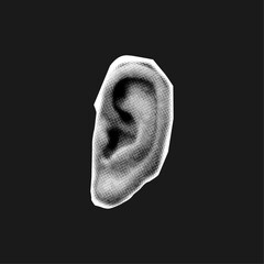 halftone collage element human ear