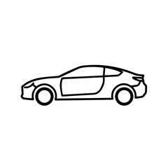 Naklejka premium Coupe car side view illustration. Simple line art drawing of modern sports car. Clean coupe design perfect for automotive brochures or dental office decor.