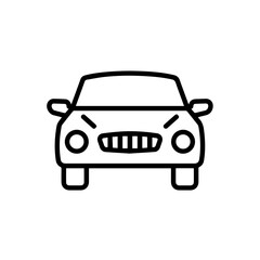 Simple car icon illustration. Car front view image shows simple lines and shapes.  This clean car image is perfect for automotive websites, brochures, and car repair shop marketing materials.