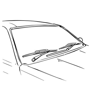 recommend clip art: Car windshield wipers detail. Close up image shows car windshield wipers in resting position.  Clean car windshield wipers provide clear vision.