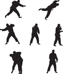  Judo sports silhouette art white color background