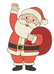 Cartoon Santa Claus with Gift Sack Illustration