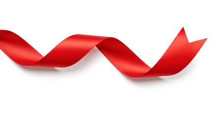 Elegant Red Ribbon Floating Against a Clean White Background