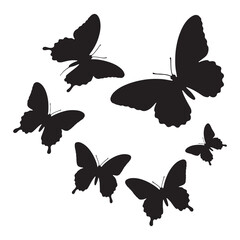 Set of butterfly vector silhouettes with nature-inspired design elements