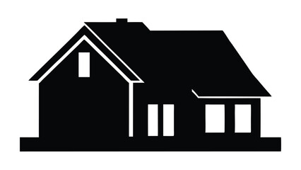 White background isolated silhouette of a house, a residential building icon, perfect for real estate and property design illustrations silhouette vector 