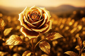 Golden Rose in a Field