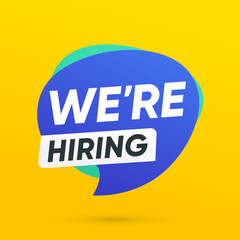 We're Hiring Job Opportunity Announcement Banner Label Vector