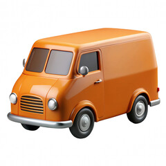 Orange retro delivery van isolated on transparent background