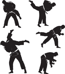  Judo sports silhouette art white color background