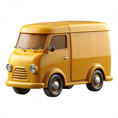 Vintage yellow delivery van isolated on transparent background