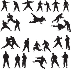  Judo sports silhouette art white color background
