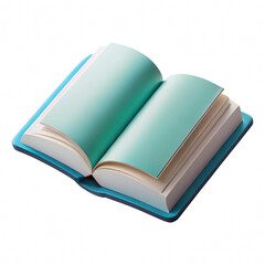 Open teal book isolated on transparent background