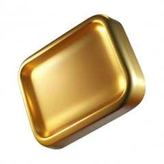 Golden rectangular tray isolated on transparent background