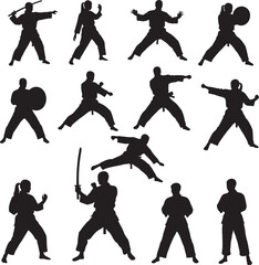 Judo black Silhouettes collection White color Background