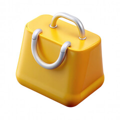 Yellow handbag icon 3d model isolated on transparent background