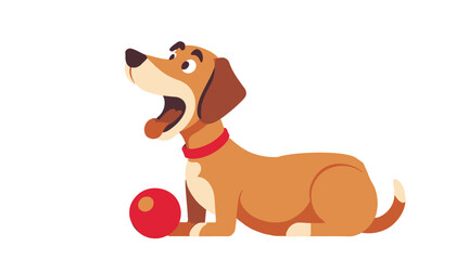 Cartoon Dog Playing with Ball Image-Adorable Canine Illustration-Funny Dog Character with Red Ball-Cute Pet Graphic for Kids-Dog Cartoon for Digital Designs