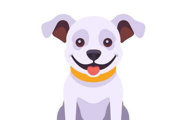 Fototapeta premium Cartoon Dog Portrait-Cute Puppy with Collar-Adorable Pet Illustration for Kids and Dog Lovers-Happy Animal Clipart Image-Friendly Canine Character
