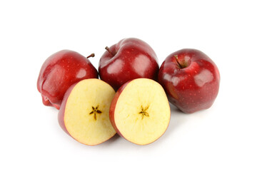 Ripe juicy apples isolated on white.