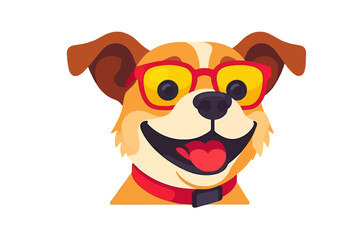 Cartoon Dog with Glasses-Adorable Smiling Puppy-Cute Pet Illustration-Playful Animal Character-Funny Dog Face-Perfect for Kids-Colorful Graphic-Happy Dog Image