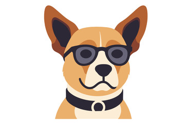 Obraz premium Cool Dog with Sunglasses Illustration-Adorable Canine Character-Funny Pet Image-Stylish Pup Design-Cartoon Dog with Attitude-Dog Wearing Shades