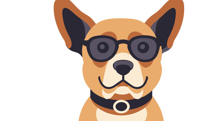 Obraz premium Cool Dog Vector Illustration - Stylish Pup with Sunglasses and Collar - Funny Cartoon Animal Image for Design Projects- Dog wearing sunglasses