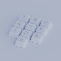Teclado num&eacute;rico 3D minimalista branco