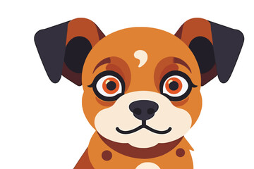 Obraz premium Cute Cartoon Dog Illustration - Brown Puppy with Big Eyes - Adorable Pet Graphic for Kids - Vector Dog Image for Web and Print - Funny Dog Cartoon Face
