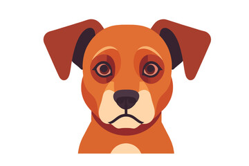 Cute Cartoon Dog Portrait - Adorable Puppy with Big Eyes - Brown and Tan Dog Illustration for Kids and Dog Lovers - Vector Style Pet Graphic