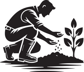 a farmer silhouette vector 