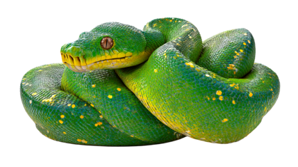 A stunning portrait of a green tree python, showcasing its striking beauty.