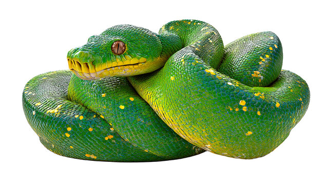 A stunning portrait of a green tree python, showcasing its striking beauty.