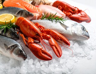 Close up sea food on ice